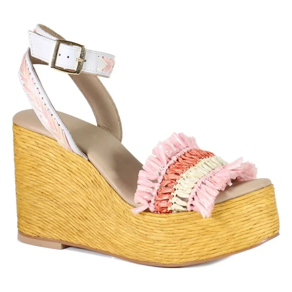 NWOB DIBA True‎ Muddie Water Platform Raffia Sandals Size 9